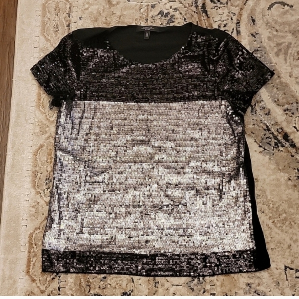 MaxMara Black and Silver Sequin  Top